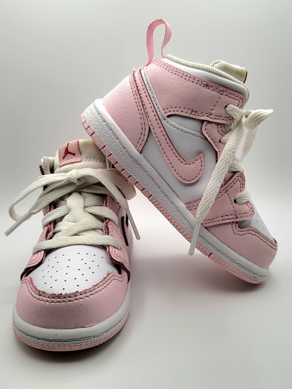 Nike Air Jordan 1 Mid Pink White Toddler Sneakers - Size 7C